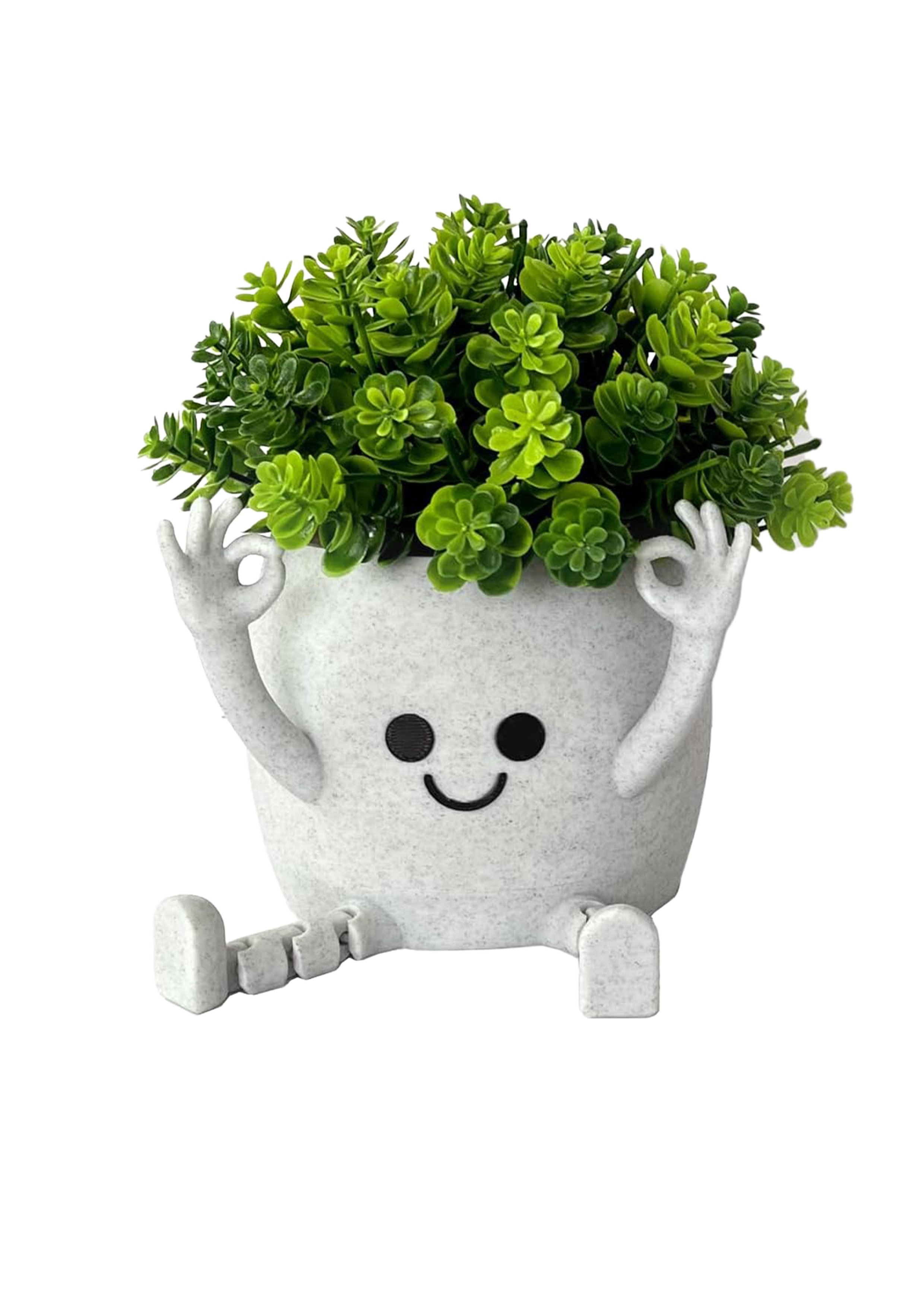 Two character planters with articulated arms