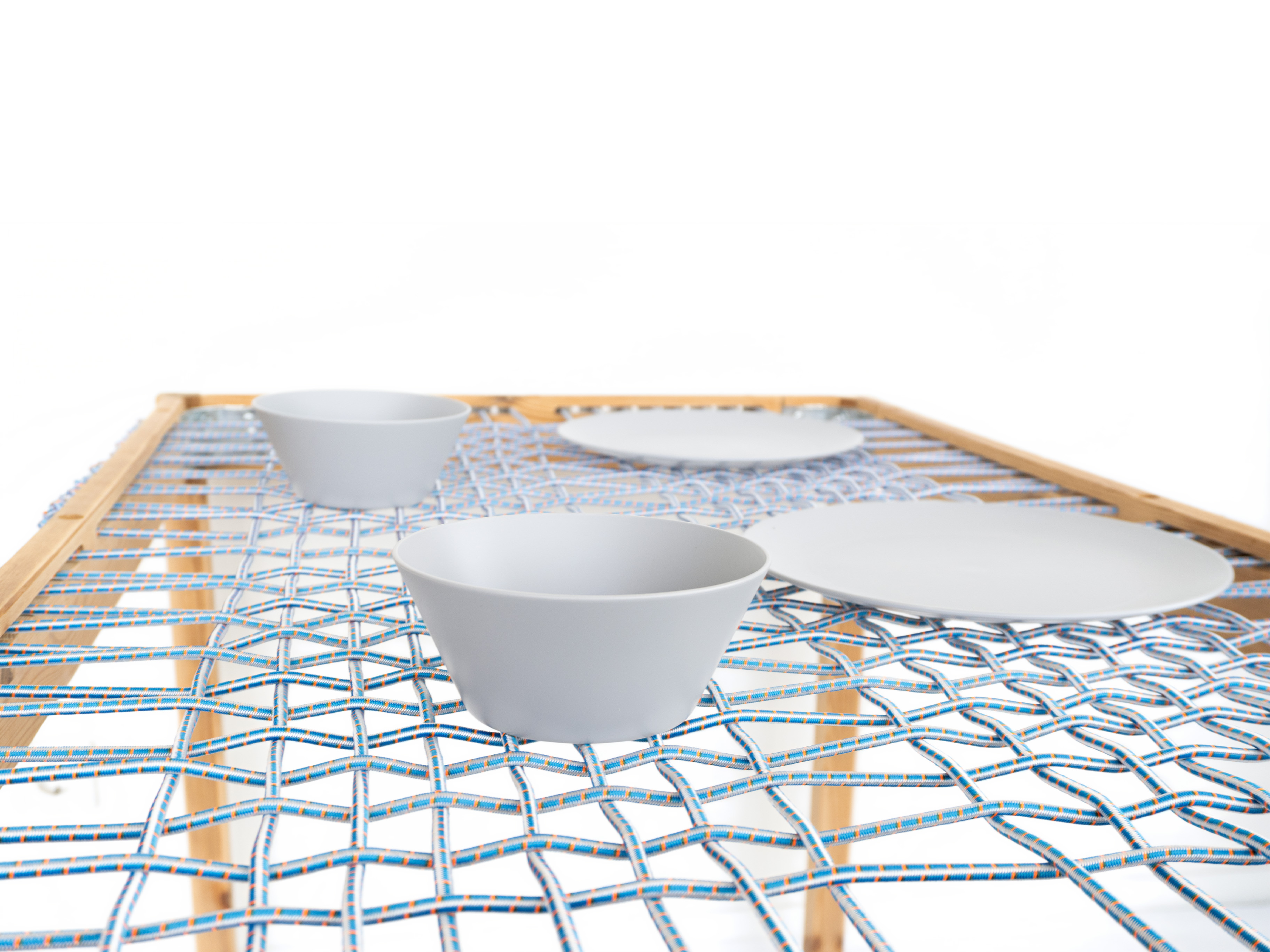 Surface Tension elastic table and memory-foam stool