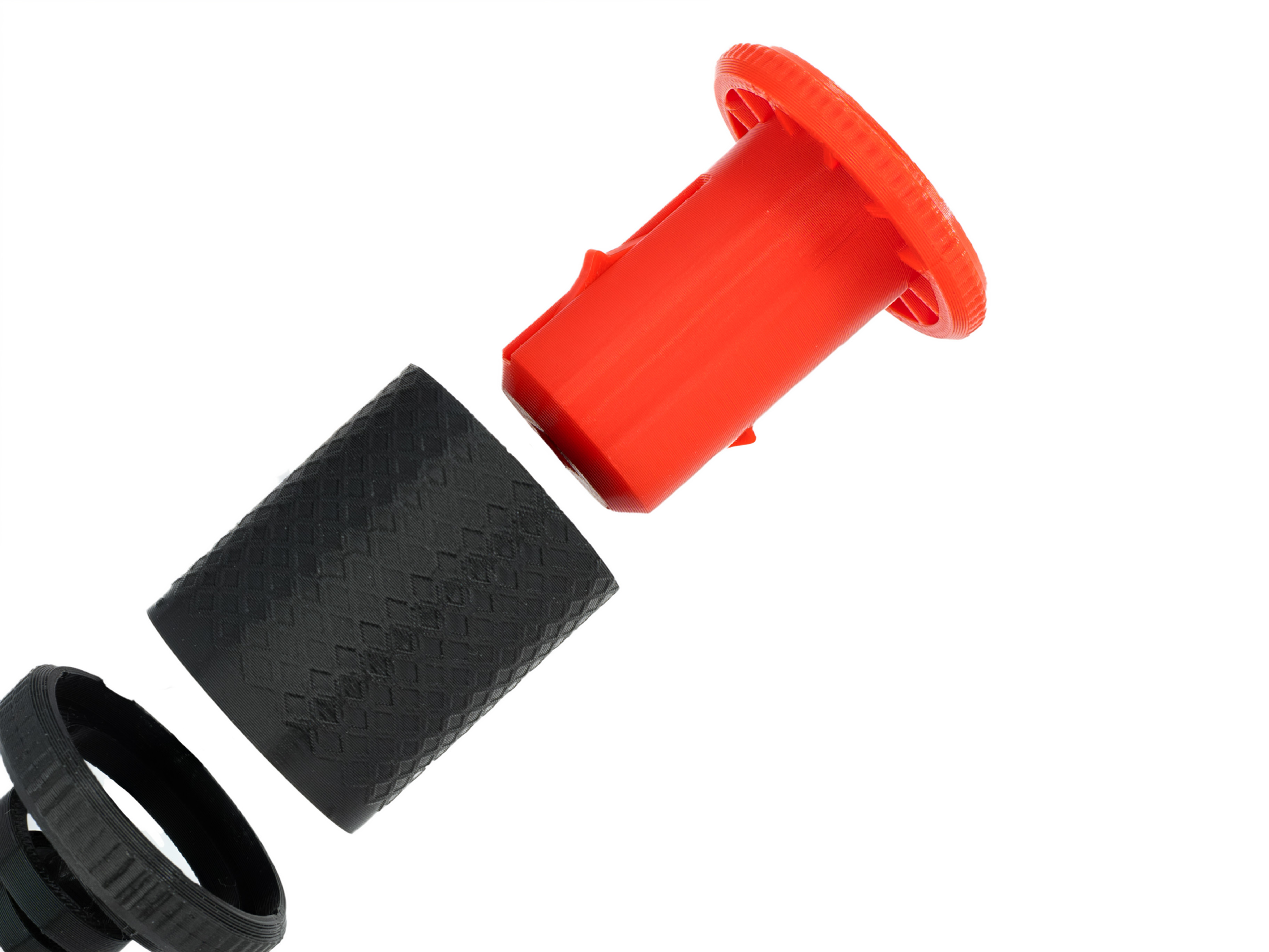 Red button fidget toy on a white background